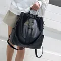 Sac à dos minimaliste en cuir PU noir pour femmes avec fermetures éclair verticales - Noir