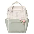 Waterproof off-white and green backpack for women featuring ice cream print and charms - Green
