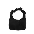 Borsa hobo nera a mezzaluna con manico arricciato a nuvola e finitura opaca - Nero