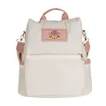 Beige oxford fabric backpack with pink handles and Rabbit Gift For You label - White