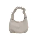 Sac hobo demi-lune crème élégant avec une poignée froncée style nuage à la mode - Blanc