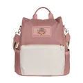 Pink and beige nylon backpack for women with rabbit label and striped shoulder strap - Pink