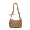 Kaki nylon halve maan schoudertas met geplooide schouderband en zijstrik detail - Khaki
