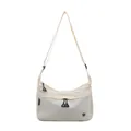 Sac bandoulière en nylon crème avec sangle réglable et tirettes de zip triangulaires - Blanc