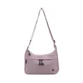 Sac bandoulière en nylon violet lavande avec sangle réglable et plusieurs poches zippées - Violet