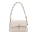 Sac à épaule chic beige motif crocodile en similicuir avec boucle dorée et nœuds - Blanc