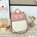 Rosa-weißer Oxford-Stoff-Rucksack für Damen im modischen und stilvollen College-Stil - Rosa