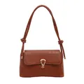 Sac à bandoulière chic en cuir PU marron à motif crocodile et boucle dorée - Marron