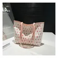 Grand sac cabas à motif d'ours rose et cœurs, style élégant pour usage quotidien - Style Coeur