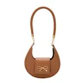 Sac bandoulière demi-lune marron élégant avec nœud doré et finition en cuir croisé - Marron Jaune