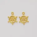 Two pieces of golden zinc alloy ship wheel pendants for DIY nautical jewelry making - Gold