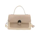 Sac à bandoulière carré tendance en cuir beige avec texture tissée scintillante - Blanc Cassé