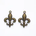 Vintage bronze fleur-de-lis metal charms for DIY jewelry making with relief texture - Antique Bronze