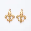 Golden fleur-de-lis metal alloy pendants for DIY jewelry making and craft accessories - KC Gold