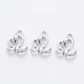 Three antique silver swan heart pendants made of zinc alloy for DIY jewelry making - Antique Silver