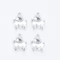 Set of four vintage zinc alloy ram pendants for DIY jewelry making in antique silver finish - Antique Silver
