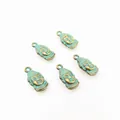 Set de 5 colgantes vintage de cabeza de Buda en bronce para creación de joyas DIY - Verde Antiguo
