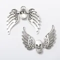 Gothic style silver skull wings and skeleton wing alloy pendants for DIY jewelry making - Antique Silver