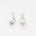 Pair of vintage silver alloy conch shell charms for DIY jewelry and necklaces - Antique Silver