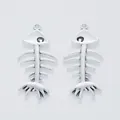 Vintage antique silver fish bone alloy pendants for DIY jewelry and necklaces - Antique Silver