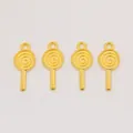 Set of four gold-plated alloy lollipop charms with spiral design for DIY jewelry making - Gold