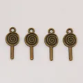 Pack of 4 vintage bronze spiral lollipop charms made of zinc alloy for DIY jewelry - Antique Bronze