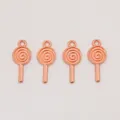 Macro detail of four rose gold lollipop pendants for DIY jewelry making and crafts - Rose Gold