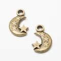 Vintage bronze crescent moon and star charms for DIY jewelry and necklace crafting - Antique Bronze