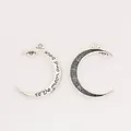 Antique silver crescent moon pendant with engraved text to the moon and back - Antique Silver
