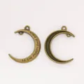 Vintage bronze moon pendants set with 'to the moon and back' engraving for DIY jewelry - Bronze
