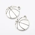 Vintage silver basketball pendants made of zinc alloy for DIY jewelry and accessories - Antique Silver