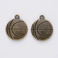 Set of two vintage bronze basketball pendants with realistic textures for DIY jewelry - Antique Bronze