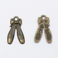 Vintage Bronze-Ballettschuh-Anhänger mit Schleife für DIY-Schmuck und Bastelarbeiten - Bronze