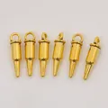 Set of 6 vintage gold bullet shaped zinc alloy charms for DIY jewelry making and crafts - Antique Gold