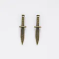 Pair of vintage bronze alloy dagger pendants for DIY jewelry making and keychains - Antique Bronze