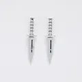 Pair of vintage silver alloy dagger charms for DIY jewelry making on white background - Antique Silver