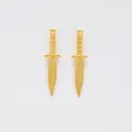 Pair of vintage gold alloy dagger charms for DIY jewelry making with matte finish - Gold