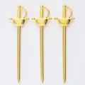 Vintage golden sword-shaped alloy cocktail picks set with intricate hilt details - Gold