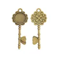 Antique bronze zinc alloy key pendant with empty base for DIY jewelry making - Antique Bronze