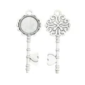 Vintage silver zinc alloy key pendants for DIY jewelry making and craft projects - Antique Silver
