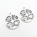 Vintage alloy round four seasons pendant with hollow sun, tree, leaf and snowflake symbols - Antique Silver
