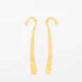 Pair of vintage gold floral engraved metal bookmarks with hanging loop for DIY jewelry - Gold