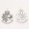 Vintage silver alloy peacock connectors for DIY jewelry making featuring filigree design - Antique Silver