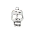 Vintage zinc alloy skull pendant with gothic cracked details for DIY jewelry making - Antique Silver