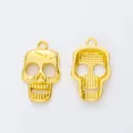 Golden vintage zinc alloy skull pendant set for DIY jewelry making showing front and back - Gold