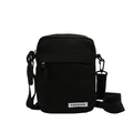 Mini borsa a tracolla in tela nera con tracolla regolabile e tasca anteriore - Nero
