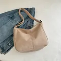 Sac bandoulière minimaliste en velours côtelé beige avec grande capacité et sangle - Kaki