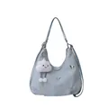 Hellblaue Falten-Tragetasche für Damen mit Schmetterlingsanhängern und Wolken-Anhänger - Mit Anhänger / Blau
