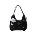 Grand sac fourre-tout noir en nylon avec papillons métalliques et breloque nuage blanc - Noir avec Pendentif