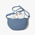 Blue nylon crescent crossbody bag with adjustable strap and internal storage view - Aqua